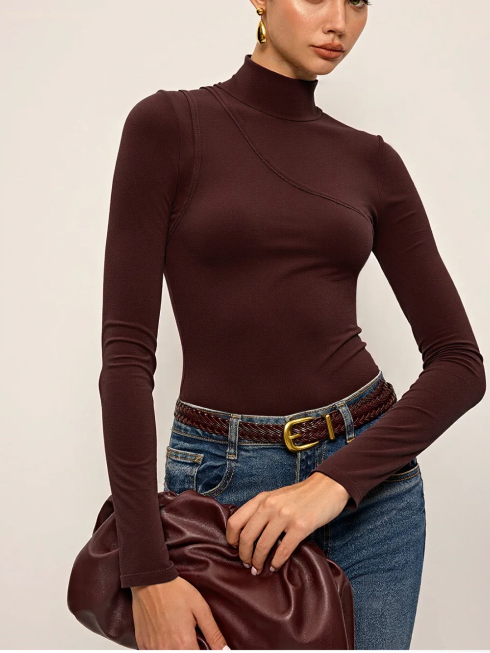 NWT Commense Long Sleeve Mock Neck Top